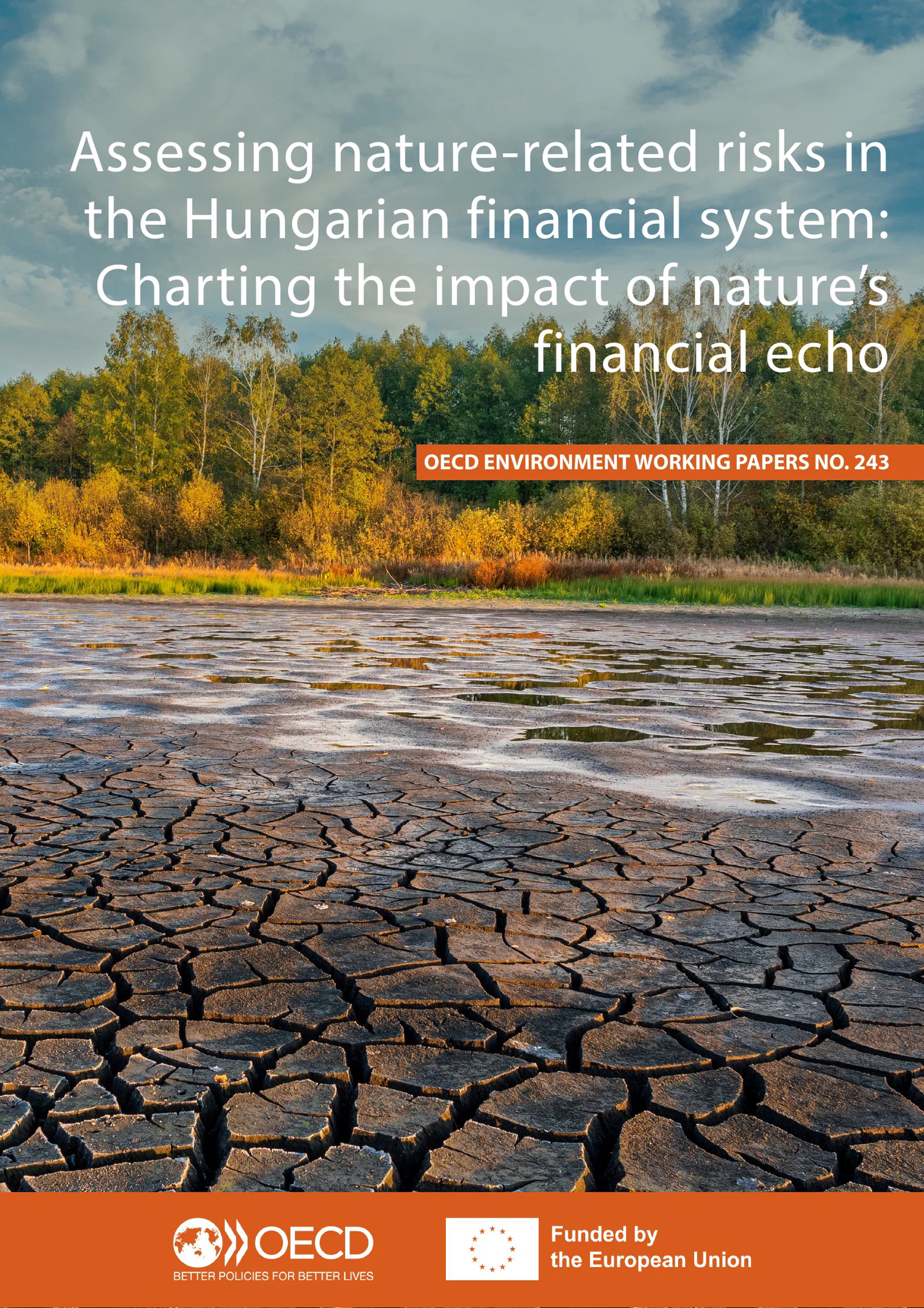 Cover of OECD Environment Working Paper No. 243, showing a drought-cracked lakebed and an autumn forest.