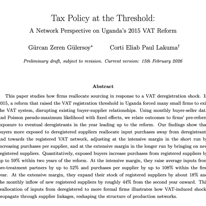 Tax Policy at the Threshold: A Network Perspective on Uganda’s 2015 VAT Reform
